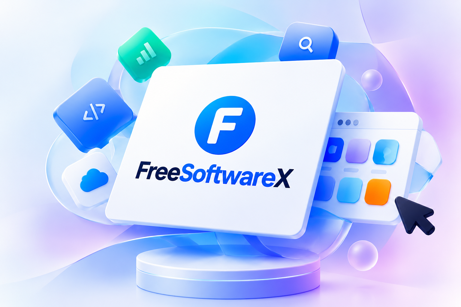 FreeSoftwareX brand mockup illustration