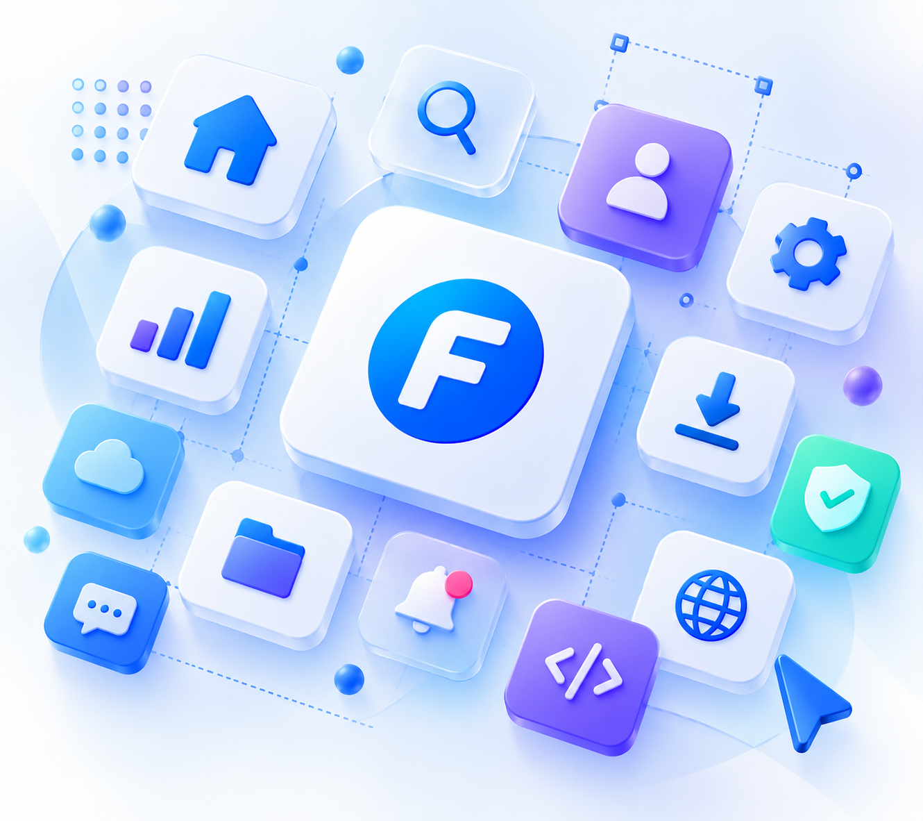 FreeSoftwareX icon set representing search, downloads, security and the software ecosystem